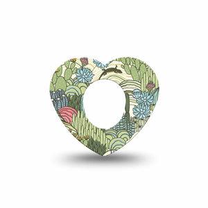 ExpressionMed Cactus Dexcom G7 Heart Shape Tape, Dexcom Stelo Glucose Biosensor System, Single Tape Succulent Garden Plants, Overlay Patch CGM Design