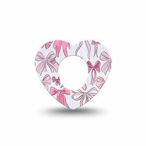 ExpressionMed Bows and Ribbons Dexcom G7 Heart Shape Tape, Dexcom Stelo Glucose Biosensor System, Single Tape Pink Ribbon Bows, Overlay Patch CGM Design