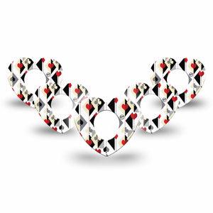 ExpressionMed Playing Cards Dexcom G7 Heart Shape Tape, Dexcom Stelo Glucose Biosensor System, 5-Pack Tape Argyle Inspired Card Deck, Overlay Patch CGM Design