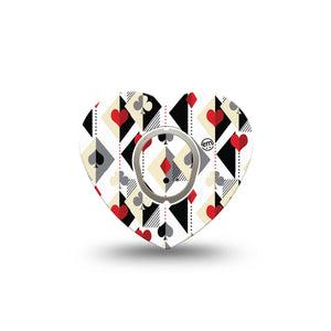 ExpressionMed Playing Cards Dexcom G7 Heart Shape Tape, Dexcom Stelo Glucose Biosensor System, Single Tape and Single Sticker Argyle Inspired Card Deck, Overlay Patch CGM Design