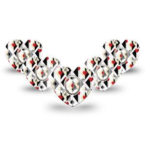 ExpressionMed Playing Cards Dexcom G7 Heart Shape Tape, Dexcom Stelo Glucose Biosensor System, 5-Pack Tape and 5-Pack Sticker Argyle Inspired Card Deck, Overlay Patch CGM Design