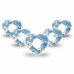 ExpressionMed Cherry Blossom Dexcom G7 Heart Shape Tape, Dexcom Stelo Glucose Biosensor System, 5-Pack Tape Elegant Cherry Blossom Tree, Overlay Patch CGM Design