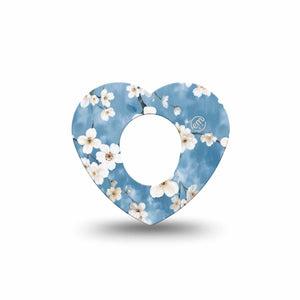 ExpressionMed Cherry Blossom Dexcom G7 Heart Shape Tape, Dexcom Stelo Glucose Biosensor System, Single Tape Elegant Cherry Blossom Tree, Overlay Patch CGM Design