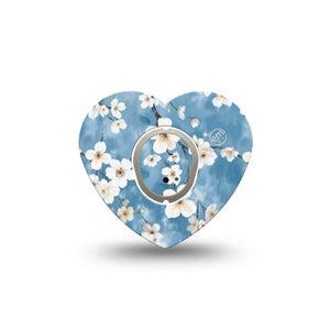 ExpressionMed Cherry Blossom Dexcom G7 Heart Shape Tape, Dexcom Stelo Glucose Biosensor System, Single Tape and Single Sticker Spring Floral Tree Print, Overlay Patch CGM Design