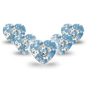 ExpressionMed Cherry Blossom Dexcom G7 Heart Shape Tape, Dexcom Stelo Glucose Biosensor System, 5-Pack Tape and 5-Pack Sticker Elegant Cherry Blossom Tree, Overlay Patch CGM Design