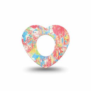 ExpressionMed Faded Summer Dexcom G7 Heart Shape Tape, Dexcom Stelo Glucose Biosensor System, Single Tape Summer-Toned Art Piece Inspired, Overlay Patch CGM Design