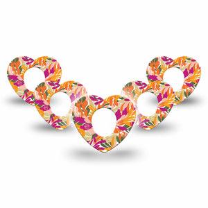 ExpressionMed Retro Brush Stroke Dexcom G7 Heart Shape Tape, Dexcom Stelo Glucose Biosensor System, 5-Pack Tape Vivid-Toned Painted Stroke, Overlay Patch CGM Design