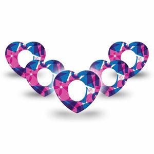 ExpressionMed Violet Vortex Dexcom G7 Heart Shape Tape, Dexcom Stelo Glucose Biosensor System, 5-Pack Tape Purple Blue Basic Shape Print, Overlay Patch CGM Design