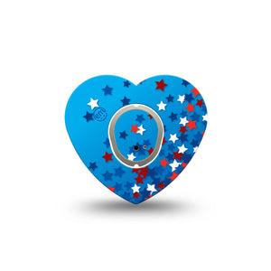 ExpressionMed Confetti Stars Dexcom G7 Heart Shape Tape, Dexcom Stelo Glucose Biosensor System, Single Tape and Single Sticker Independence Day Stars, Overlay Patch CGM Design