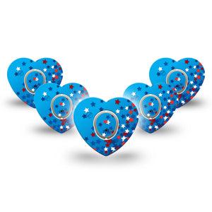 ExpressionMed Confetti Stars Dexcom G7 Heart Shape Tape, Dexcom Stelo Glucose Biosensor System, 5-Pack Tape and 5-Pack Sticker Fun Explosive Confetti Stars, Overlay Patch CGM Design