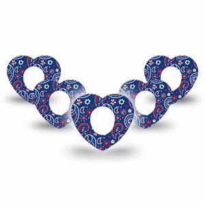 ExpressionMed Independence Paisley Dexcom G7 Heart Shape Tape, Dexcom Stelo Glucose Biosensor System, Single Tape Fun Summer Paisley, Overlay Patch CGM Design