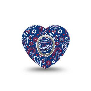 ExpressionMed Independence Paisley Dexcom G7 Heart Shape Tape, Dexcom Stelo Glucose Biosensor System, Single Tape and Single Sticker Fun Summer Paisley, Overlay Patch CGM Design