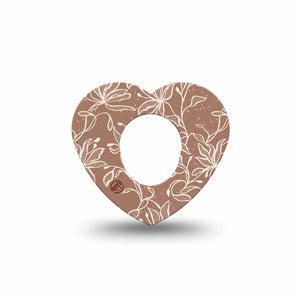 ExpressionMed Mocha Mousse Lace Dexcom G7 Heart Shape Tape, Dexcom Stelo Glucose Biosensor System, Single Tape Pantone Neutral Mousse, Overlay Patch CGM Design