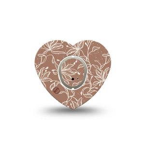 ExpressionMed Mocha Mousse Lace Dexcom G7 Heart Shape Tape, Dexcom Stelo Glucose Biosensor System, Single Tape and Single Sticker Pantone Neutral Mousse, Overlay Patch CGM Design