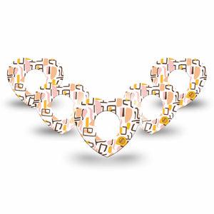 ExpressionMed Squiggles Dexcom G7 Heart Shape Tape, Dexcom Stelo Glucose Biosensor System, 5-Pack Tape Whimsical Geometric Pattern, Overlay Patch CGM Design