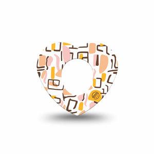 ExpressionMed Squiggles Dexcom G7 Heart Shape Tape, Dexcom Stelo Glucose Biosensor System, Single Tape Summer Pastel Geometrics, Overlay Patch CGM Design