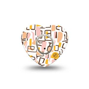 ExpressionMed Squiggles Dexcom G7 Heart Shape Tape, Dexcom Stelo Glucose Biosensor System, Single Tape and Single Sticker Summer Pastel Geometrics, Overlay Patch CGM Design