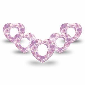 ExpressionMed Purple Daisy Dexcom G7 Heart Shape Tape, Dexcom Stelo Glucose Biosensor System, 5-Pack Tape Lilac Daisy Garden, Overlay Patch CGM Design