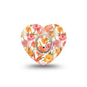 ExpressionMed Peach Dusk Dexcom G7 Heart Shape Tape, Dexcom Stelo Glucose Biosensor System, Single Tape and Single Sticker Pantone Neutral Mousse, Overlay Patch CGM Design