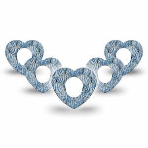 ExpressionMed Seashells Dexcom G7 Heart Shape Tape, Dexcom Stelo Glucose Biosensor System, 5-Pack Tape Aesthetic Sea Shell Pattern, Overlay Patch CGM Design