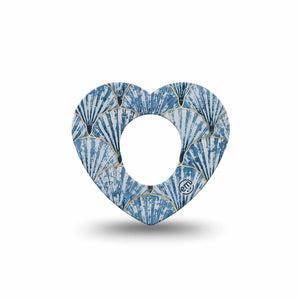 ExpressionMed Seashells Dexcom G7 Heart Shape Tape, Dexcom Stelo Glucose Biosensor System, Single Tape Sea Shell Pattern, Overlay Patch CGM Design