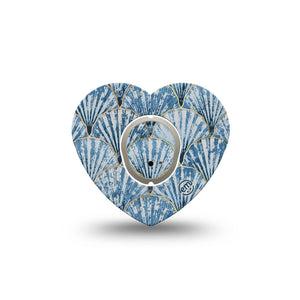 ExpressionMed Seashells Dexcom G7 Heart Shape Tape, Dexcom Stelo Glucose Biosensor System, Single Tape and Single Sticker Sea Shell Pattern, Overlay Patch CGM Design