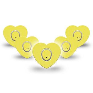 ExpressionMed Butter Yellow Dexcom G7 Heart Shape Tape, Dexcom Stelo Glucose Biosensor System, 5-Pack Tape and 5-Pack Sticker Basic Color, Overlay Patch CGM Design