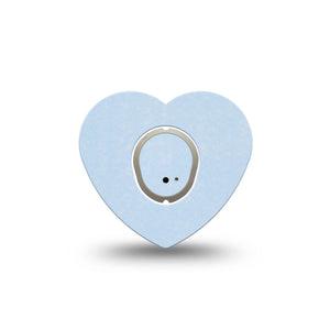 ExpressionMed Light Wash Jeans Dexcom G7 Heart Shape Tape, Dexcom Stelo Glucose Biosensor System, Single Tape and Single Sticker Light Blue Jean Inspired Blue, Overlay Patch CGM Design