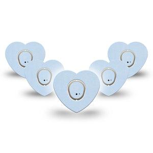 ExpressionMed Light Wash Jeans Dexcom G7 Heart Shape Tape, Dexcom Stelo Glucose Biosensor System, 5-Pack Tape and 5-Pack Sticker Pantone Color, Overlay Patch CGM Design