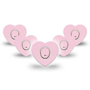 ExpressionMed Baby Pink Dexcom G7 Heart Shape Tape, Dexcom Stelo Glucose Biosensor System, 5-Pack Tape and 5-Pack Sticker Solid Pink Shade, Overlay Patch CGM Design