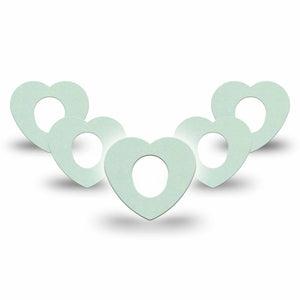 ExpressionMed Mint Green Dexcom G7 Heart Shape Tape, Dexcom Stelo Glucose Biosensor System, 5-Pack Tape Plain Mint Green, Overlay Patch CGM Design