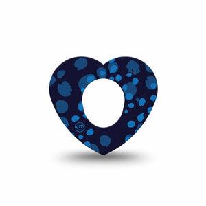 ExpressionMed Blue Drops Dexcom G7 Heart Shape Tape, Dexcom Stelo Glucose Biosensor System, Single Tape Classy Navy Blue Drops, Overlay Patch CGM Design