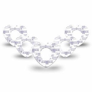 ExpressionMed Airplane Dexcom G7 Heart Shape Tape, Dexcom Stelo Glucose Biosensor System, 5-Pack Tape Small Aircraft Outlines, Overlay Patch CGM Design