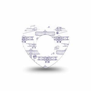 ExpressionMed Airplane Dexcom G7 Heart Shape Tape, Dexcom Stelo Glucose Biosensor System, Single Tape Glider Planes, Overlay Patch CGM Design