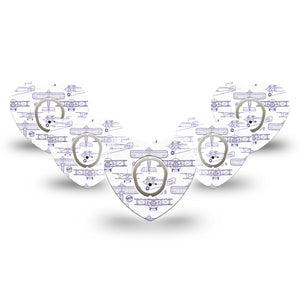 ExpressionMed Airplane Dexcom G7 Heart Shape Tape, Dexcom Stelo Glucose Biosensor System, 5-Pack Tape and 5-Pack Sticker Small Aircraft Outlines, Overlay Patch CGM Design