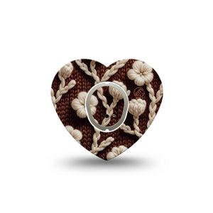ExpressionMed Cozy Sweater Dexcom G7 Heart Shape Tape, Dexcom Stelo Glucose Biosensor System, Single Tape and Single Sticker Autumn Knit Inspired, Overlay Patch CGM Design