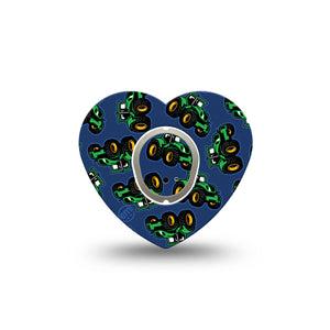 ExpressionMed Tractors Dexcom G7 Heart Shape Tape, Dexcom Stelo Glucose Biosensor System, Single Tape and Single Sticker Tractor Truck, Overlay Patch CGM Design