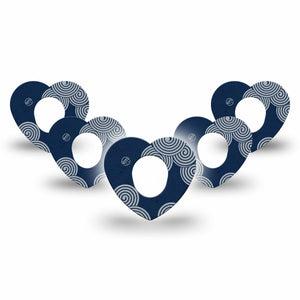ExpressionMed Blue Swirls Dexcom G7 Heart Shape Tape, Dexcom Stelo Glucose Biosensor System, 5-Pack Tape Tight Swirls, Overlay Patch CGM Design