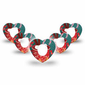 ExpressionMed Hot Chocolate Dexcom G7 Heart Shape Tape, Dexcom Stelo Glucose Biosensor System, 5-Pack Tape Holiday Hot Cocoa, Overlay Patch CGM Design