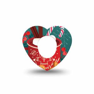 ExpressionMed Hot Chocolate Dexcom G7 and Stelo Heart Shape Tape, Dexcom Stelo Glucose Biosensor System, Single Tape Bright Cute Christmas Gnomes, Overlay Patch CGM Design
