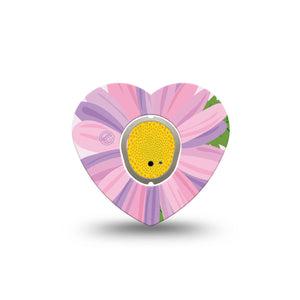 ExpressionMed Daisy Dexcom G7 Heart Shape Tape, Dexcom Stelo Glucose Biosensor System, Single Tape and Single Sticker Daisy Blossom Plaster CGM Design