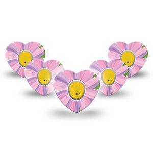 ExpressionMed Daisy Dexcom G7 Heart Shape Tape, Dexcom Stelo Glucose Biosensor System, 5-Pack Tape and 5-Pack Sticker Daisy Artwork Plaster CGM Design