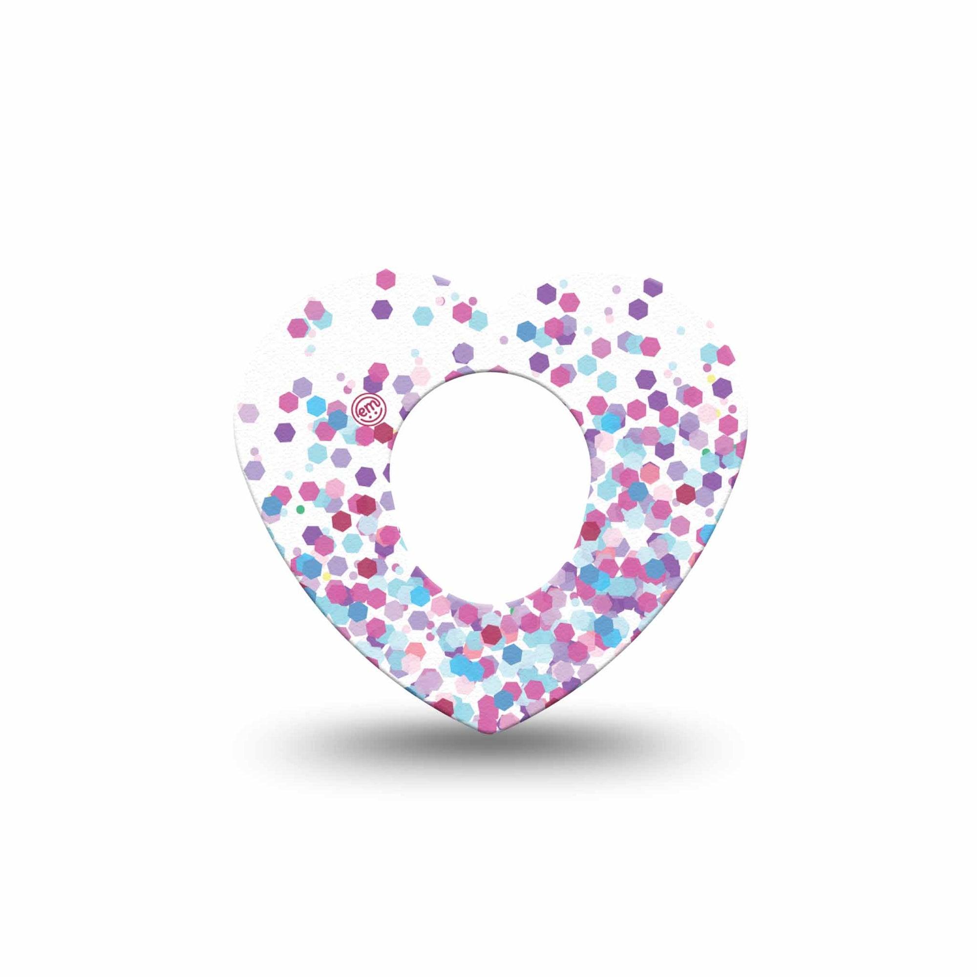 Confetti Heart Dexcom G7 Tape, Single, Purple And Pink Confetti Themed, CGM Adhesive Patch Design, Dexcom Stelo Glucose Biosensor System
