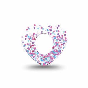 Confetti Heart Dexcom G7 Tape, Single, Purple And Pink Confetti Themed, CGM Adhesive Patch Design, Dexcom Stelo Glucose Biosensor System