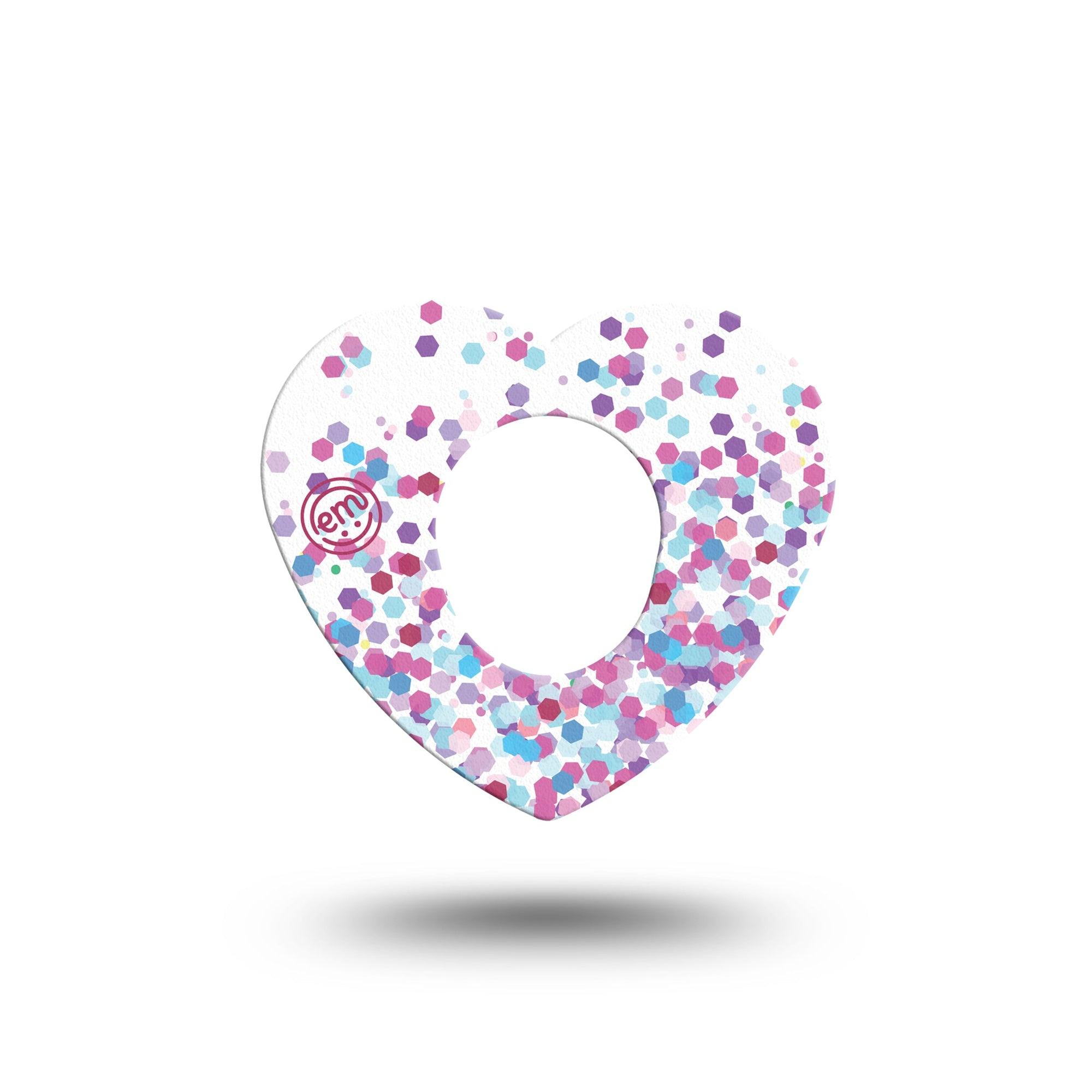 Confetti Heart Dexcom G7 Tape, Single, Purple And Pink Confetti Themed, CGM Adhesive Patch Design