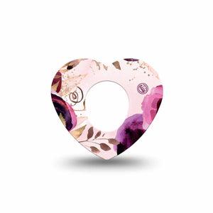 ExpressionMed Purple Bouquet Dexcom G7 Heart Shape Tape, Dexcom Stelo Glucose Biosensor System, Single Tape Lilac Florals, Adhesive Tape CGM Design