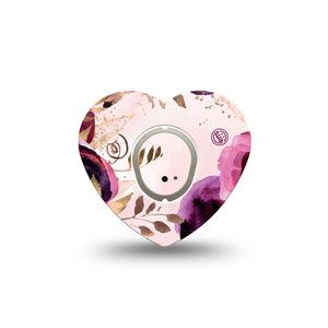 ExpressionMed Purple Bouquet Dexcom G7 Heart Shape Tape, Dexcom Stelo Glucose Biosensor System, Single Tape and Single Sticker Soft Petals, Adhesive Tape CGM Design