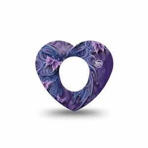 ExpressionMed Purple Butterfly Dexcom G7 Heart Shape Tape, Dexcom Stelo Glucose Biosensor System, Single Tape Purple Wings, Adhesive Tape CGM Design