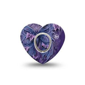 ExpressionMed Purple Butterfly Dexcom G7 Heart Shape Tape, Dexcom Stelo Glucose Biosensor System, Single Tape and Single Sticker Purple Beauty, Adhesive Tape CGM Design
