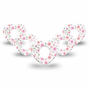 ExpressionMed Pastel Flower Dexcom G7 Heart Shape Tape, Dexcom Stelo Glucose Biosensor System, 5-Pack Tape Pastel Garden, Adhesive Tape CGM Design